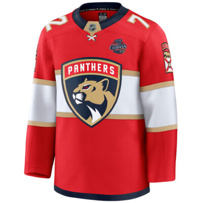 Alternative view of Sergei Bobrovksy Florida Panthers Back To Back Championship Red Home Premium Jersey - All Stitched