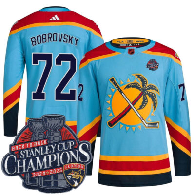 Sergei Bobrovksy Florida Panthers Back To Back Championship Light Blue Alternate Primegreen Jersey - All Stitched