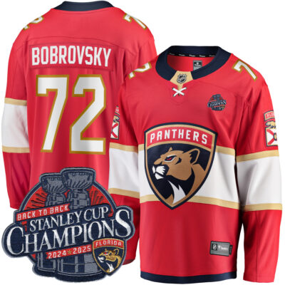 Sergei Bobrovksy Florida Panthers Back To Back Championship Red Home Jersey - All Stitched