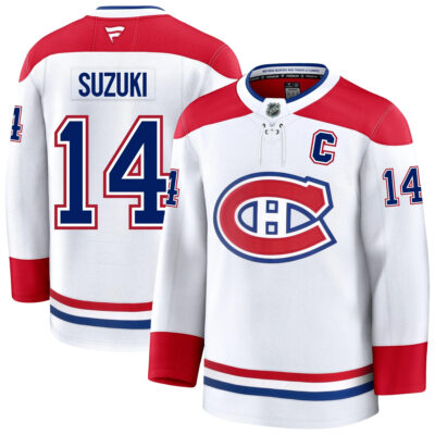 Nick Suzuki Montreal Canadiens White Road Premium Jersey - All Stitched