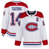 Nick Suzuki Montreal Canadiens White Road Primegreen Jersey - All Stitched
