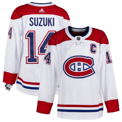 Nick Suzuki Montreal Canadiens White Road Primegreen Jersey - All Stitched