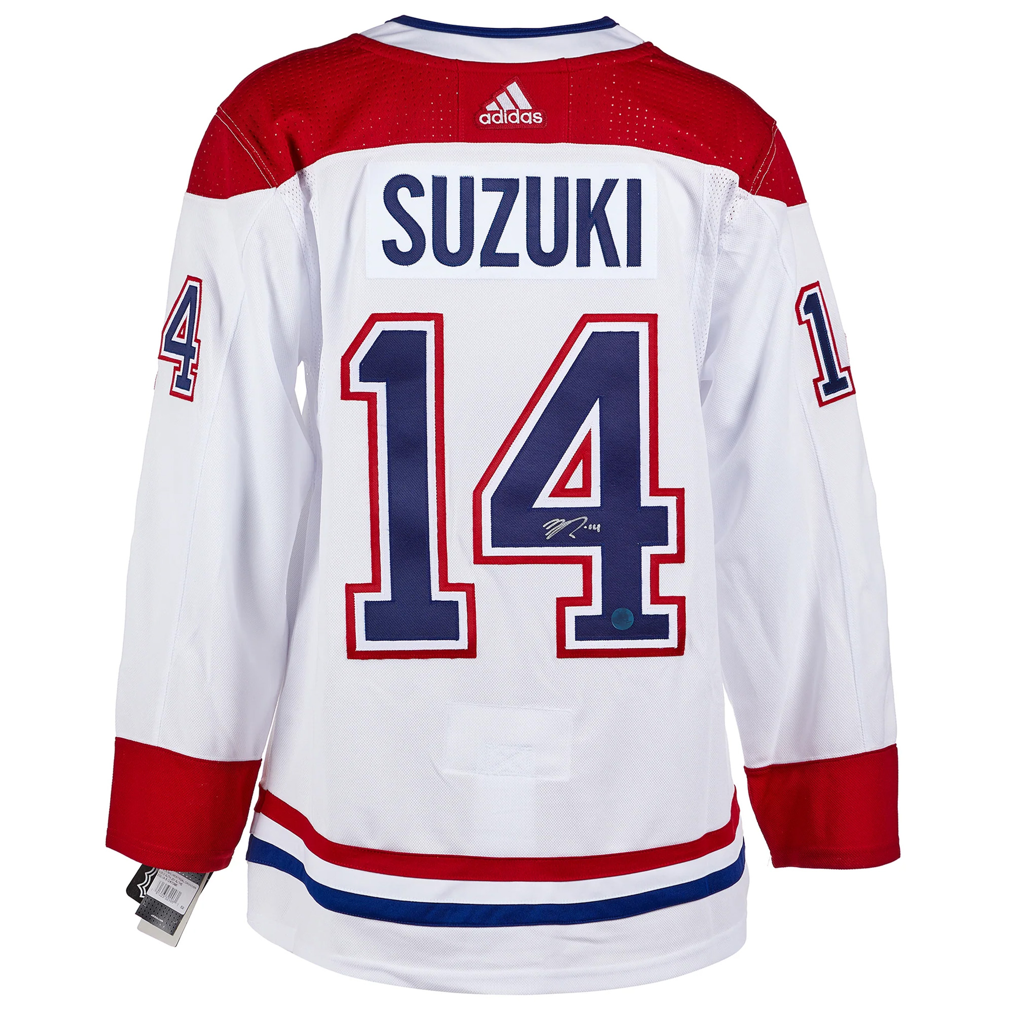 Nick Suzuki Montreal Canadiens White Road Primegreen Jersey - All Stitched - Image 3
