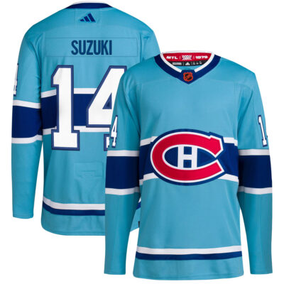 Nick Suzuki Montreal Canadiens Light Blue Reverse Retro 2.0 Primegreen Jersey - All Stitched