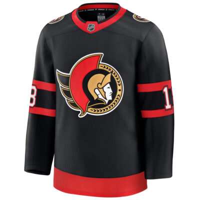 Alternative view of Tim Stutzle Ottawa Senators Black Home Premium Jersey - All Stitched