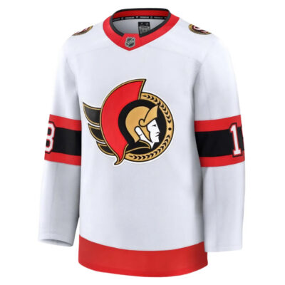 Alternative view of Tim Stutzle Ottawa Senators White Road Premium Jersey - All Stitched