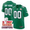 Custom Philadelphia Eagles Green Super Bowl LIX Throwback Jersey - All Stitched