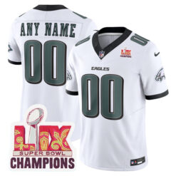 Custom Philadelphia Eagles White Super Bowl LIX Vapor F.U.S.E Limited Jersey - All Stitched