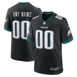 Custom Philadelphia Eagles Black Game Jersey - All Stitched