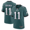 AJ Brown Philadelphia Eagles Midnight Green Game Jersey - All Stitched