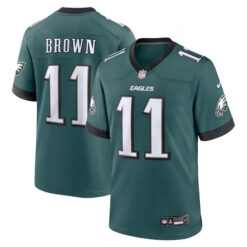 AJ Brown Philadelphia Eagles Midnight Green Game Jersey - All Stitched