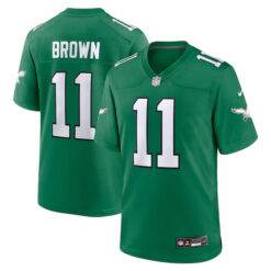AJ Brown Philadelphia Eagles Green Throwback Jersey - All Stitched