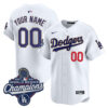 Custom Los Angeles Dodgers White 2025 World Series Champions Gold Collection Limited Jersey - All Stitched