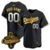 Custom Los Angeles Dodgers Black Gold 2025 World Series Champions Limited Jersey - All Stitched
