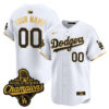 Custom Los Angeles Dodgers White Gold 2025 World Series Champions Limited Jersey - All Stitched