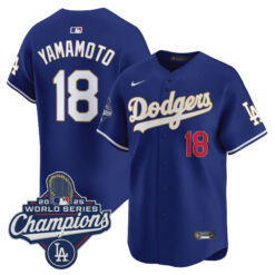 Yoshinobu Yamamoto Los Angeles Dodgers Royal 2025 World Series Champions Gold Collection Limited Jersey - All Stitched