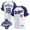 Yoshinobu Yamamoto Los Angeles Dodgers White Alternate 2025 World Series Champions Gold Collection Limited Jersey - All Stitched