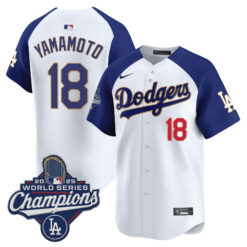 Yoshinobu Yamamoto Los Angeles Dodgers White Alternate 2025 World Series Champions Gold Collection Limited Jersey - All Stitched
