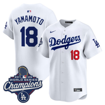 Yoshinobu Yamamoto Los Angeles Dodgers White Home 2025 World Series Champions Limited Jersey - All Stitched