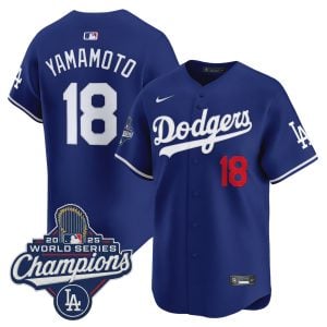 Yoshinobu Yamamoto Los Angeles Dodgers Royal Alternate 2025 World Series Champions Limited Jersey - All Stitched