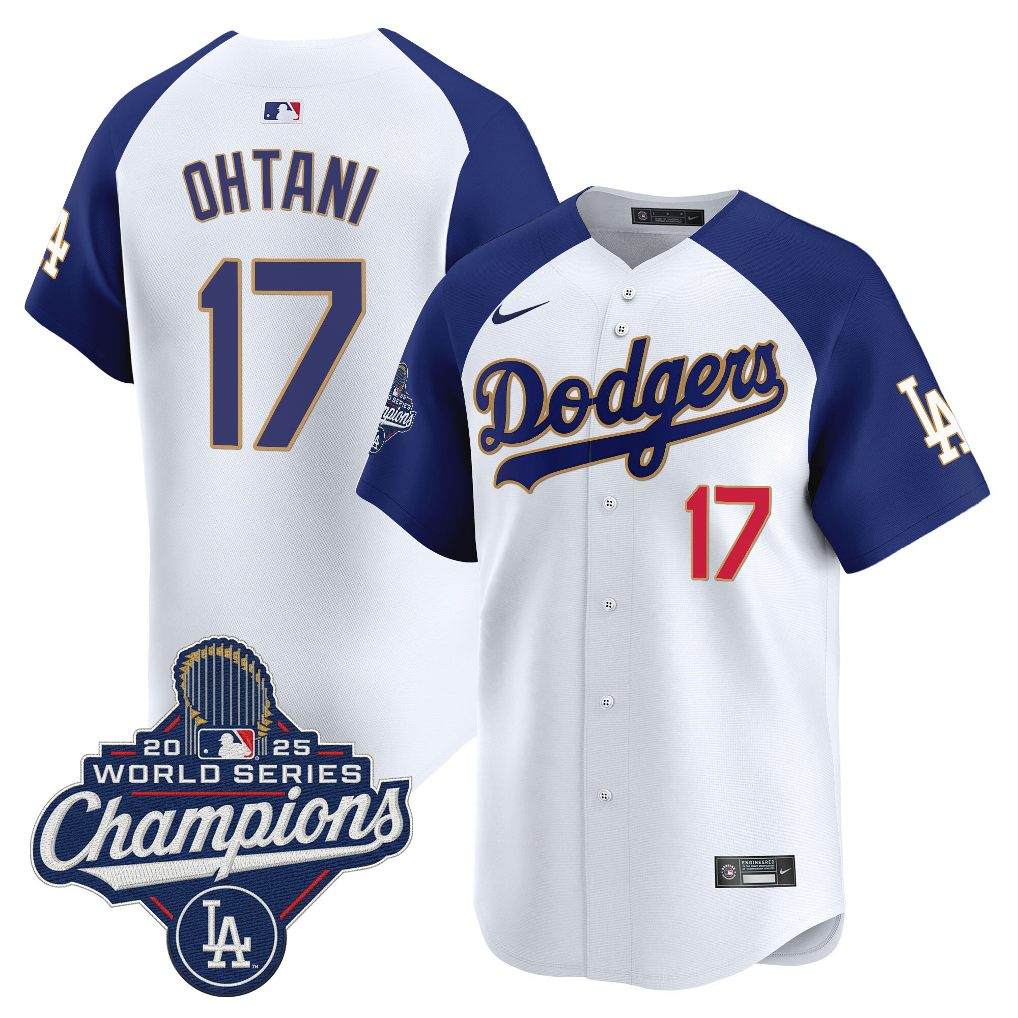 Shohei Ohtani Los Angeles Dodgers White Alternate 2025 World Series Champions Gold Collection Limited Jersey - All Stitched