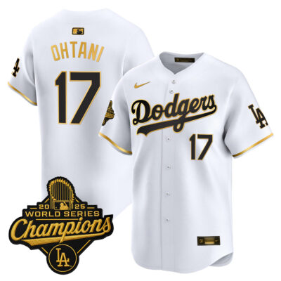 Shohei Ohtani Los Angeles Dodgers White Gold 2025 World Series Champions Limited Jersey - All Stitched