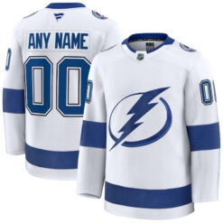 Custom Tampa Bay Lightning White Away Premium Jersey - All Stitched