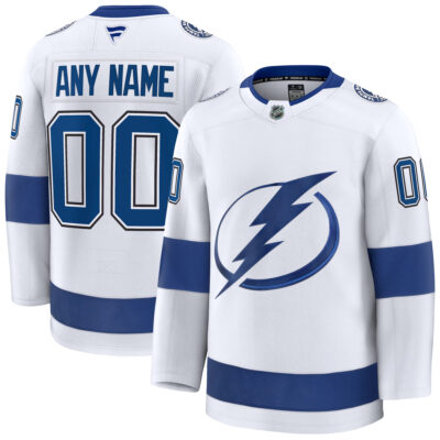 Custom Tampa Bay Lightning White Away Premium Jersey - All Stitched