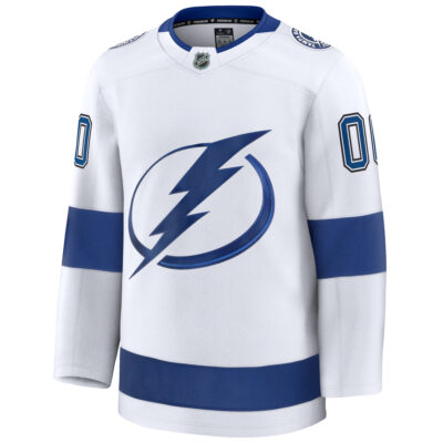 Alternative view of Custom Tampa Bay Lightning White Away Premium Jersey - All Stitched