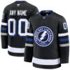 Custom Tampa Bay Lightning Black Alternate Premium Jersey - All Stitched