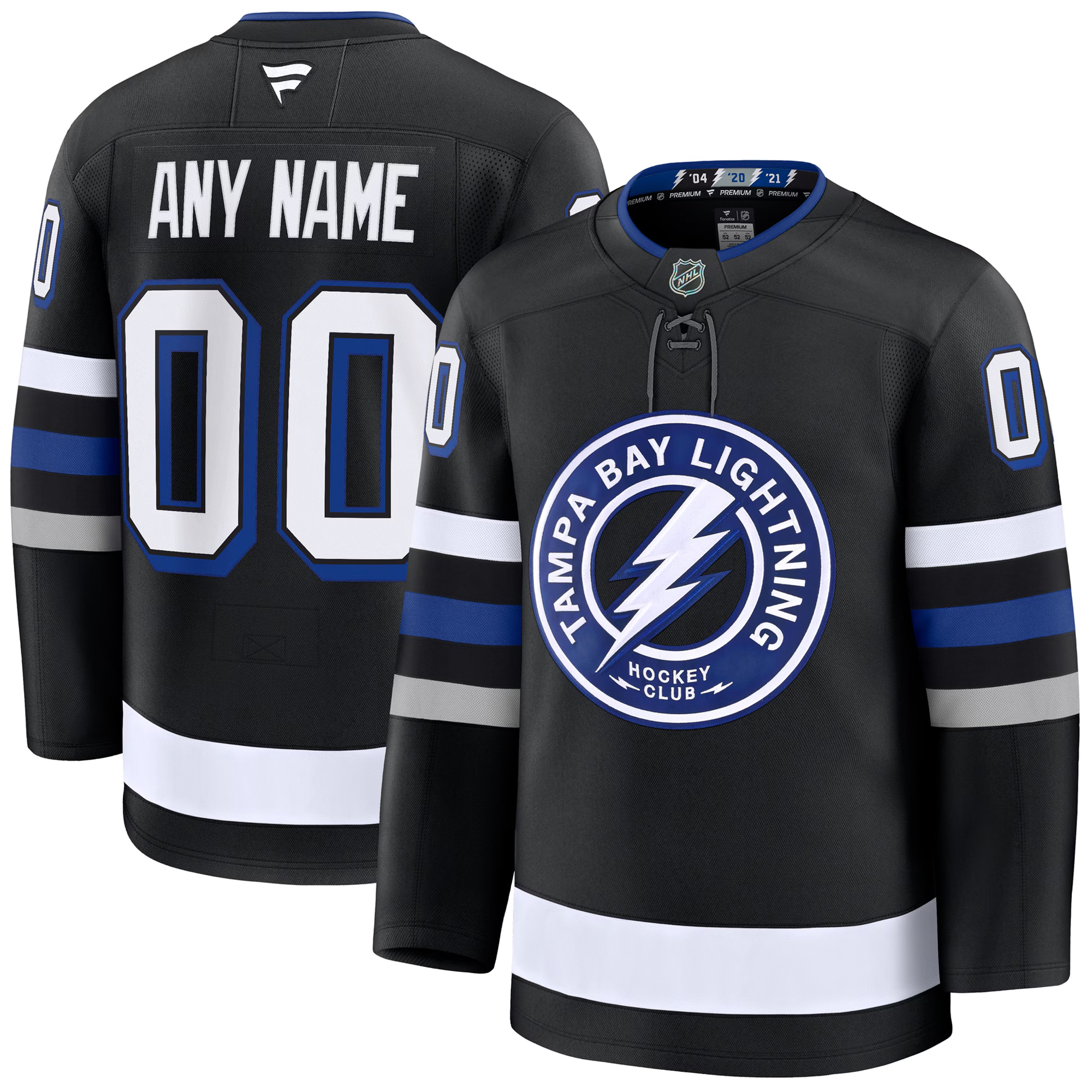 Custom Tampa Bay Lightning Black Alternate Premium Jersey - All Stitched