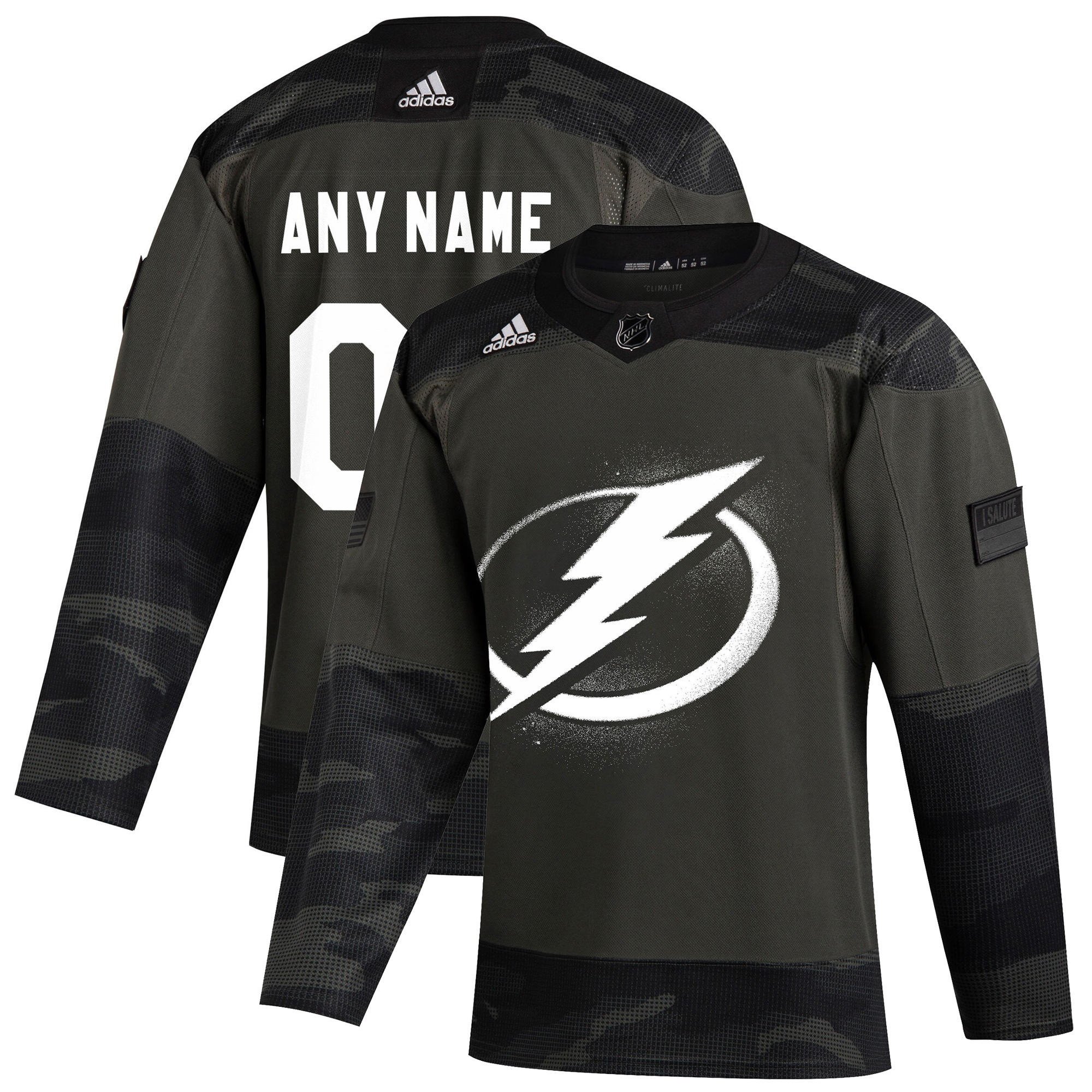 Custom Tampa Bay Lightning Camo Military Appreciation Primegreen Jersey - All Stitched