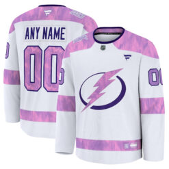 Custom Tampa Bay Lightning White 2024 Hockey Fights Cancer Jersey - All Stitched