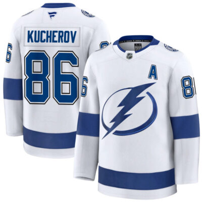 Nikita Kucherov Tampa Bay Lightning White Away Premium Jersey - All Stitched