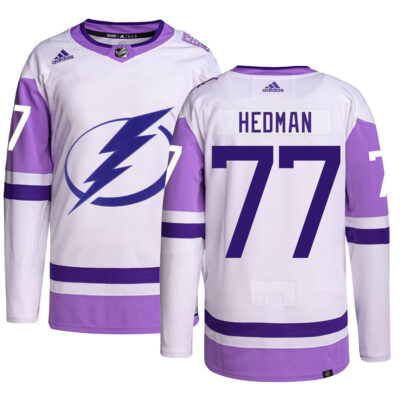 Victor Hedman Tampa Bay Lightning White Hockey Fights Cancer Jersey - All Stitched