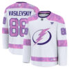Andrei Vasilevski Tampa Bay Lightning White Hockey Fights Cancer Jersey - All Stitched