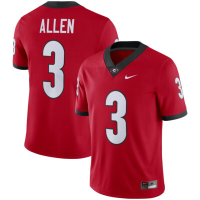 CJ Allen Georgia Bulldogs Football Red Home Game Jersey - All Stitched