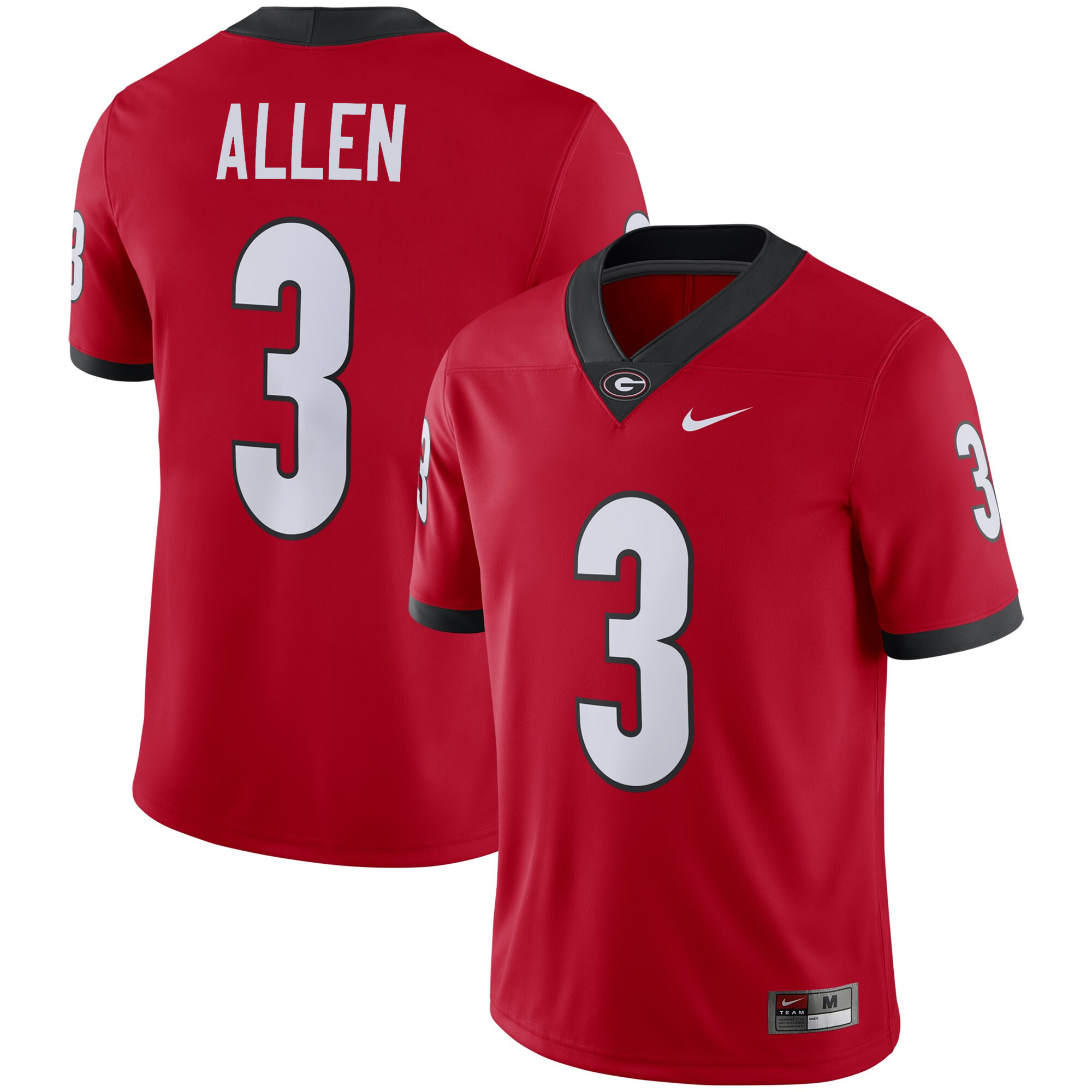 CJ Allen Georgia Bulldogs Football Red Home Game Jersey - All Stitched