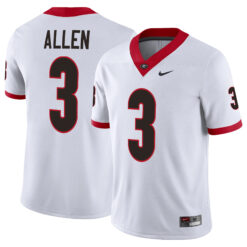 CJ Allen Georgia Bulldogs Football White Away Game Jersey - All Stitched