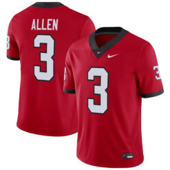 CJ Allen Georgia Bulldogs Football Red Home Jersey - All Stitched