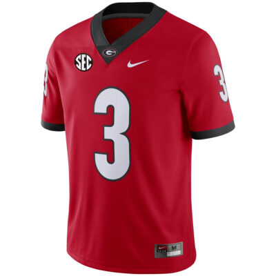Alternative view of CJ Allen Georgia Bulldogs Football Red Home Game Jersey w/ SEC Patch - All Stitched