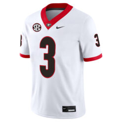Alternative view of CJ Allen Georgia Bulldogs Football White Away Game Jersey w/ SEC Patch - All Stitched