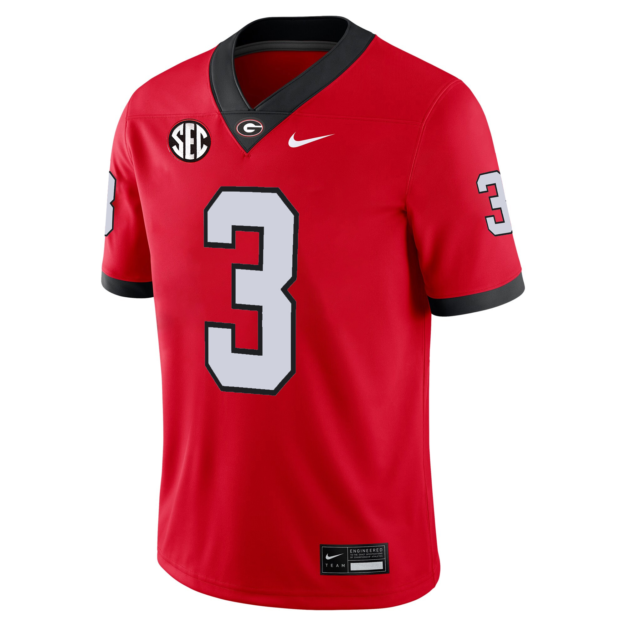 CJ Allen Georgia Bulldogs Football Red Home Jersey w/ SEC Patch - All Stitched - Image 2