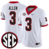 CJ Allen Georgia Bulldogs Football White Away Jersey w/ SEC Patch - All Stitched