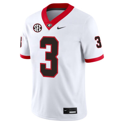 Alternative view of CJ Allen Georgia Bulldogs Football White Away Jersey w/ SEC Patch - All Stitched