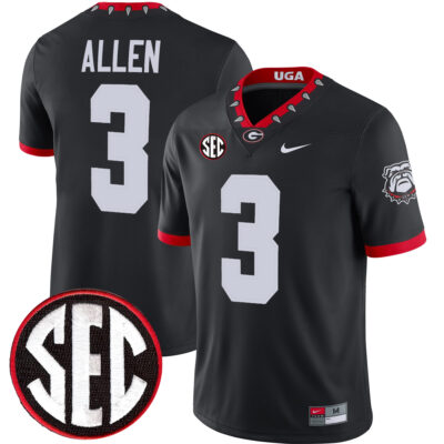 CJ Allen Georgia Bulldogs Football Black 1980 Throwback Jersey w/ SEC Patch - All Stitched