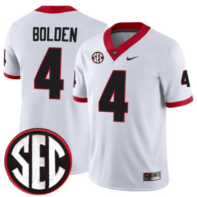 KJ Bolden Georgia Bulldogs Football White Away Game Jersey w/ SEC Patch - All Stitched