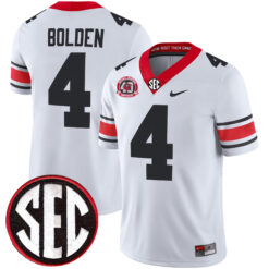 KJ Bolden Georgia Bulldogs Football White 40th NC Anniversary Jersey w/ SEC Patch - All Stitched