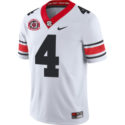 Alternative view of KJ Bolden Georgia Bulldogs Football White 40th NC Anniversary Jersey w/ SEC Patch - All Stitched