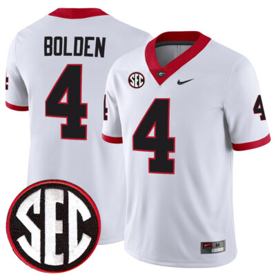 KJ Bolden Georgia Bulldogs Football White Away Jersey w/ SEC Patch - All Stitched